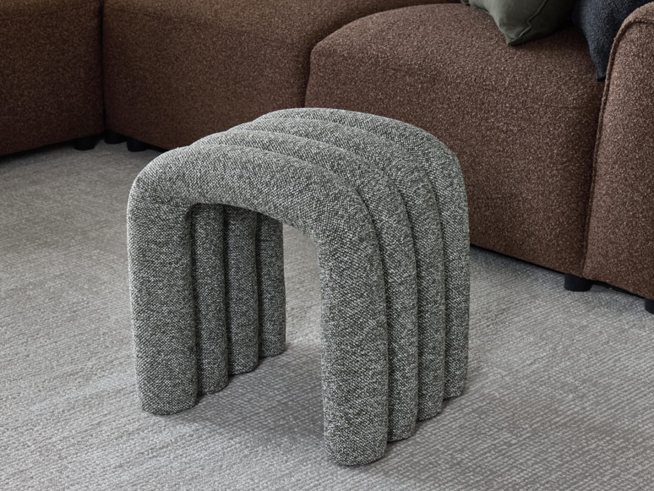 Arc Boucle Sage Green Ottoman