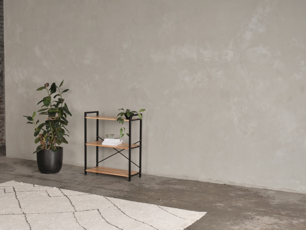 Axel Modular Main Shelving Unit | Black Steel & Natural Hardwood | Short (1005 x 850mm)