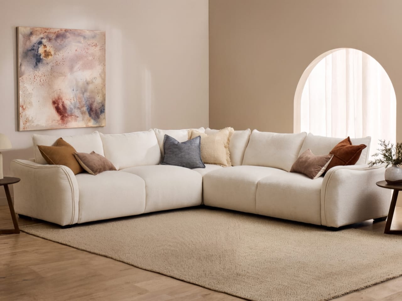 Cosy White Corner Sofa