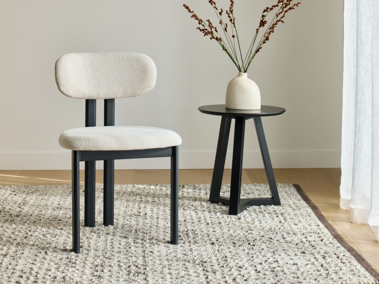 Florida Dining Chair | Black Frame | Beige Fabric