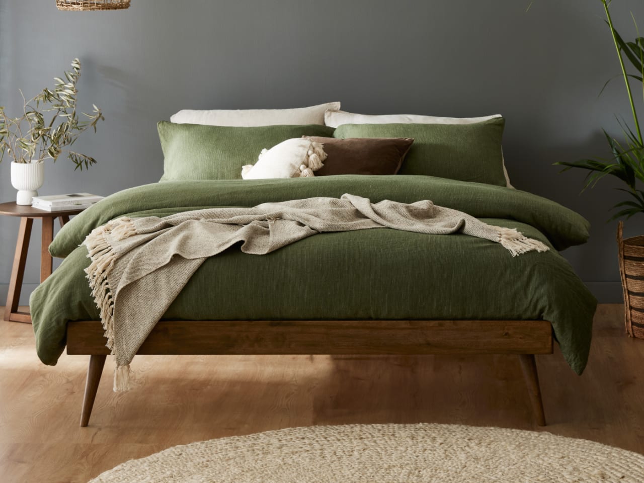 Franki Double Hardwood Bed Base | Rustic Walnut