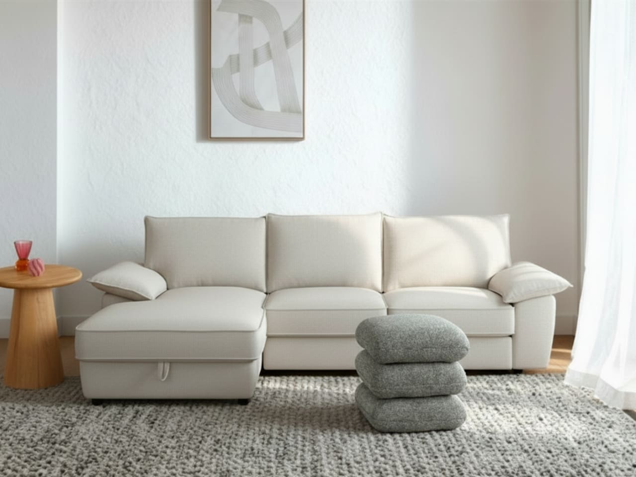 Hideaway 3PCE Living Room Package | Left Chaise | Natural & Green