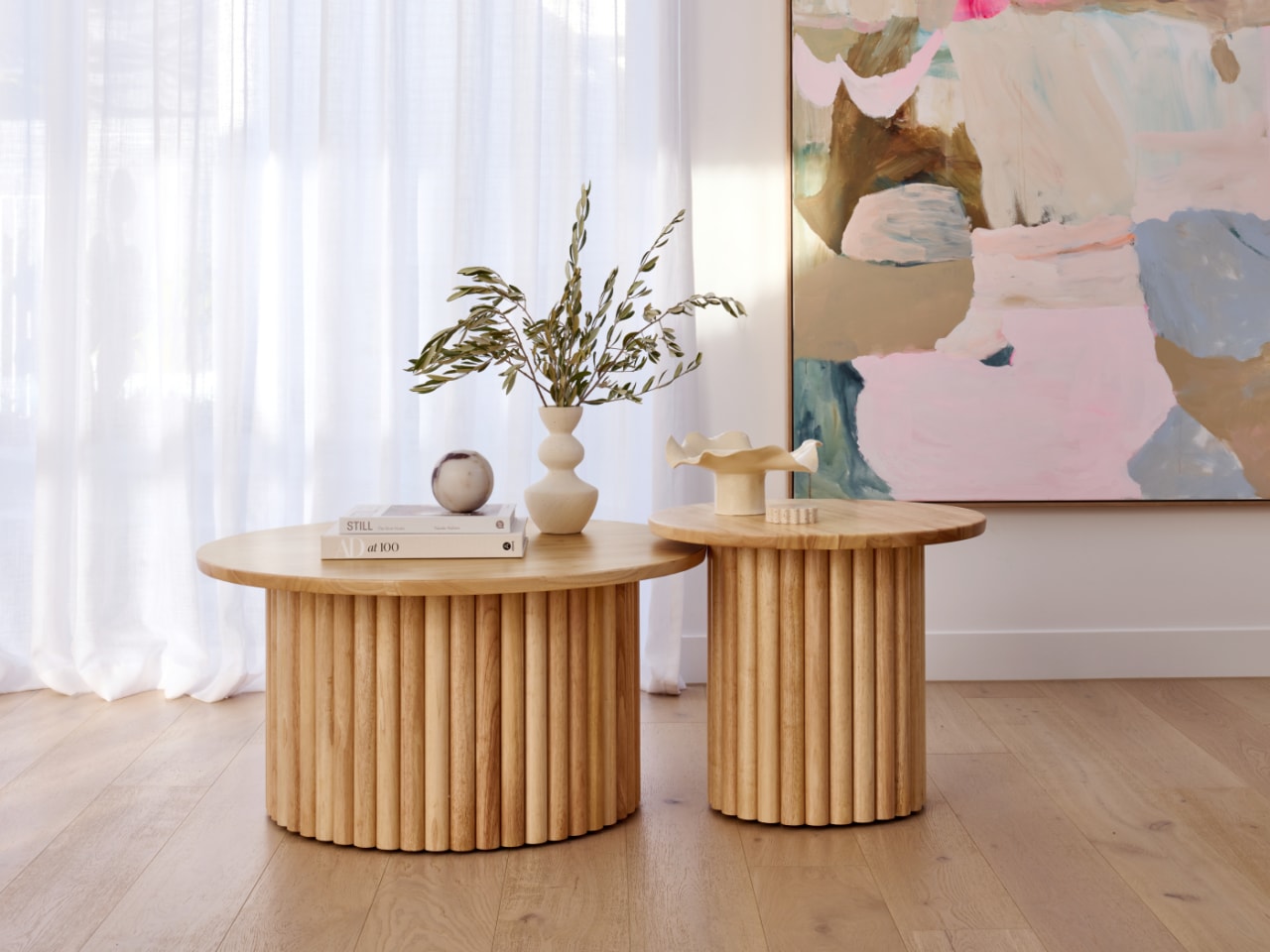 Jasper 2PCE Hardwood Coffee & Side Table Set | Natural