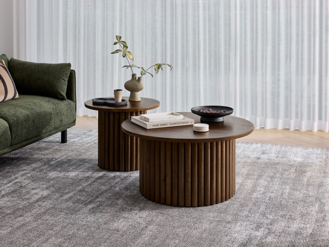 Jasper 2PCE Hardwood Coffee & Side Table Set | Rustic Walnut