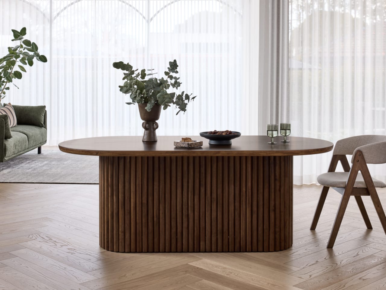 Jasper Oval Dining Table | 6 Seater | Rustic Walnut Hardwood