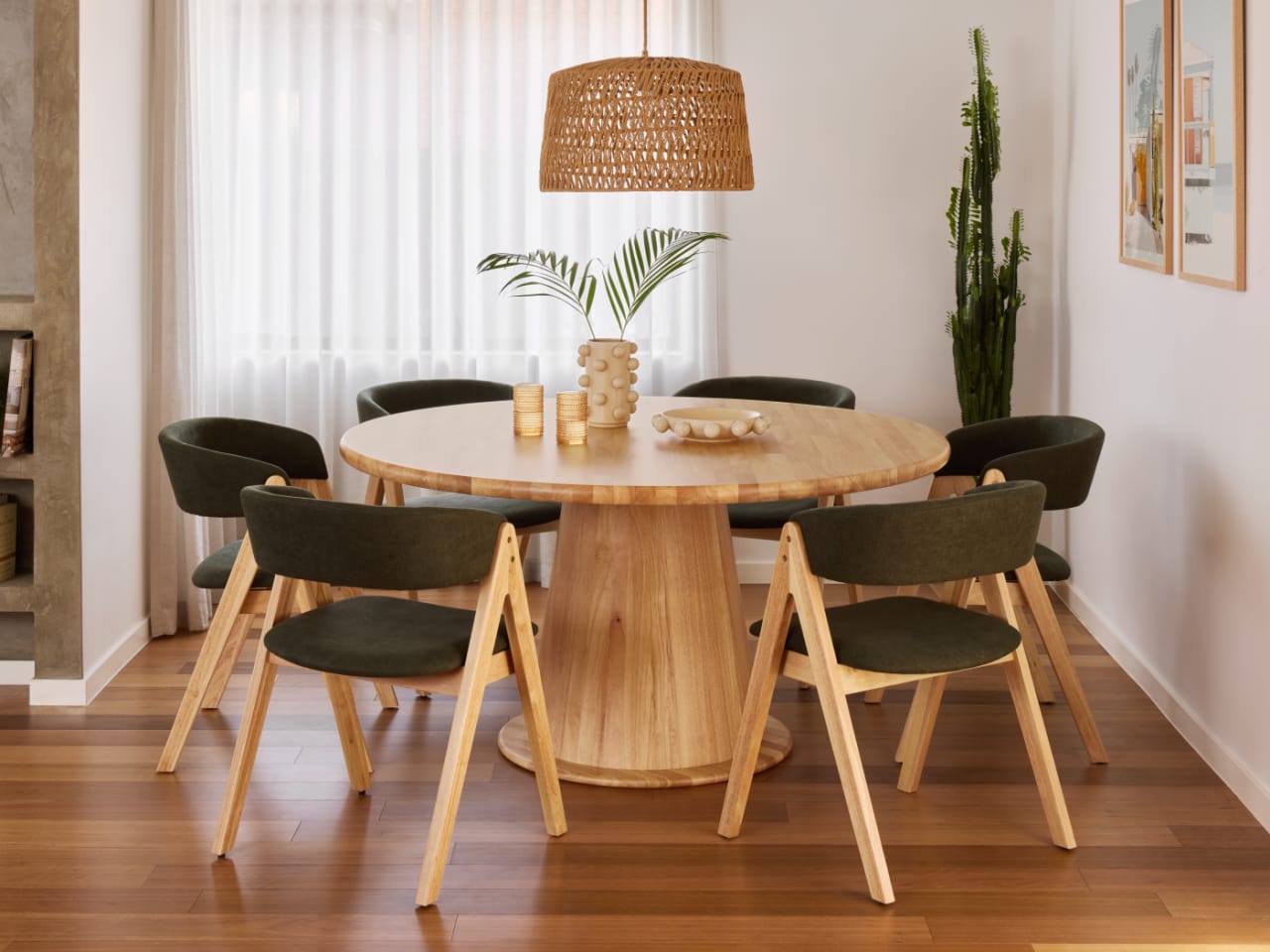 Maui 7PCE Hardwood Dining Set | Natural | Green