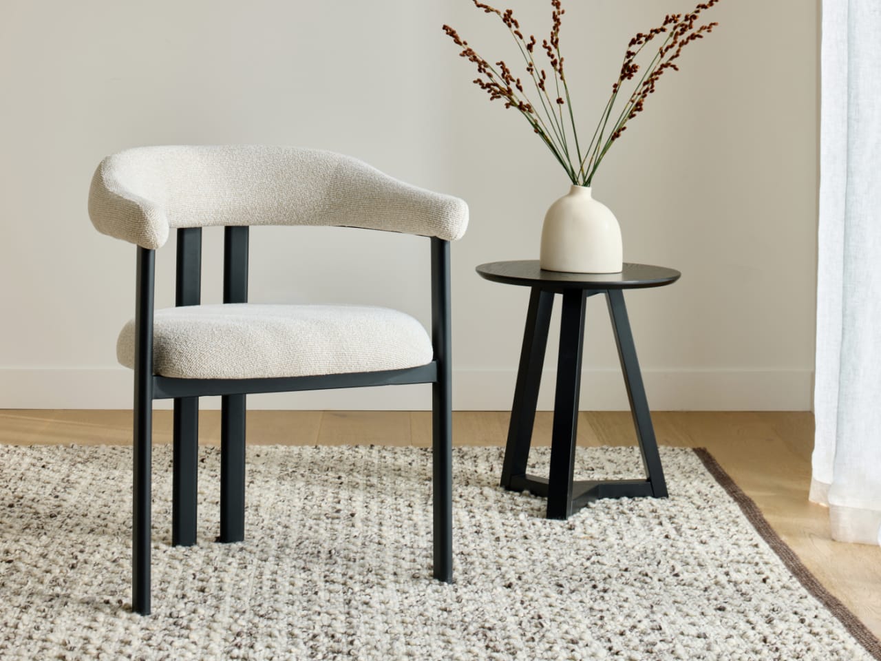 Orlando Dining Chair | Black Frame | Beige Fabric