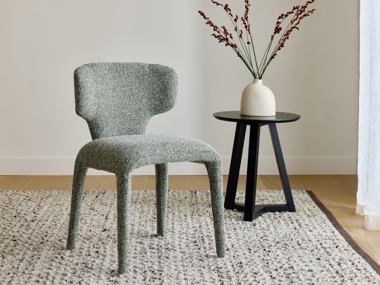 Paris Boucle Fabric Dining Chair | Sage Green