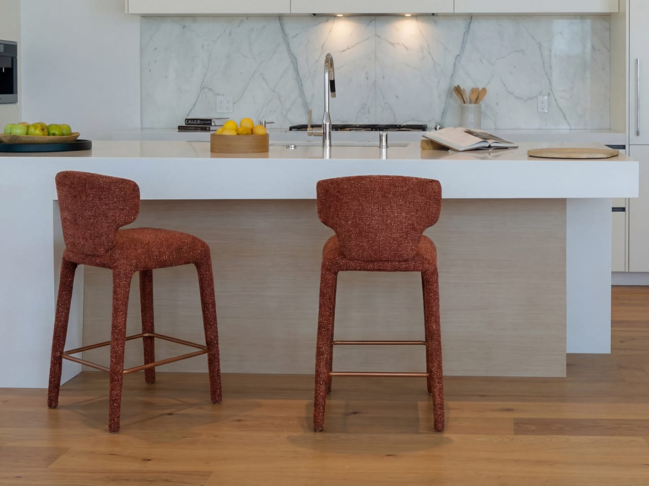 Paris Counter Stool | Rust Orange Fabric