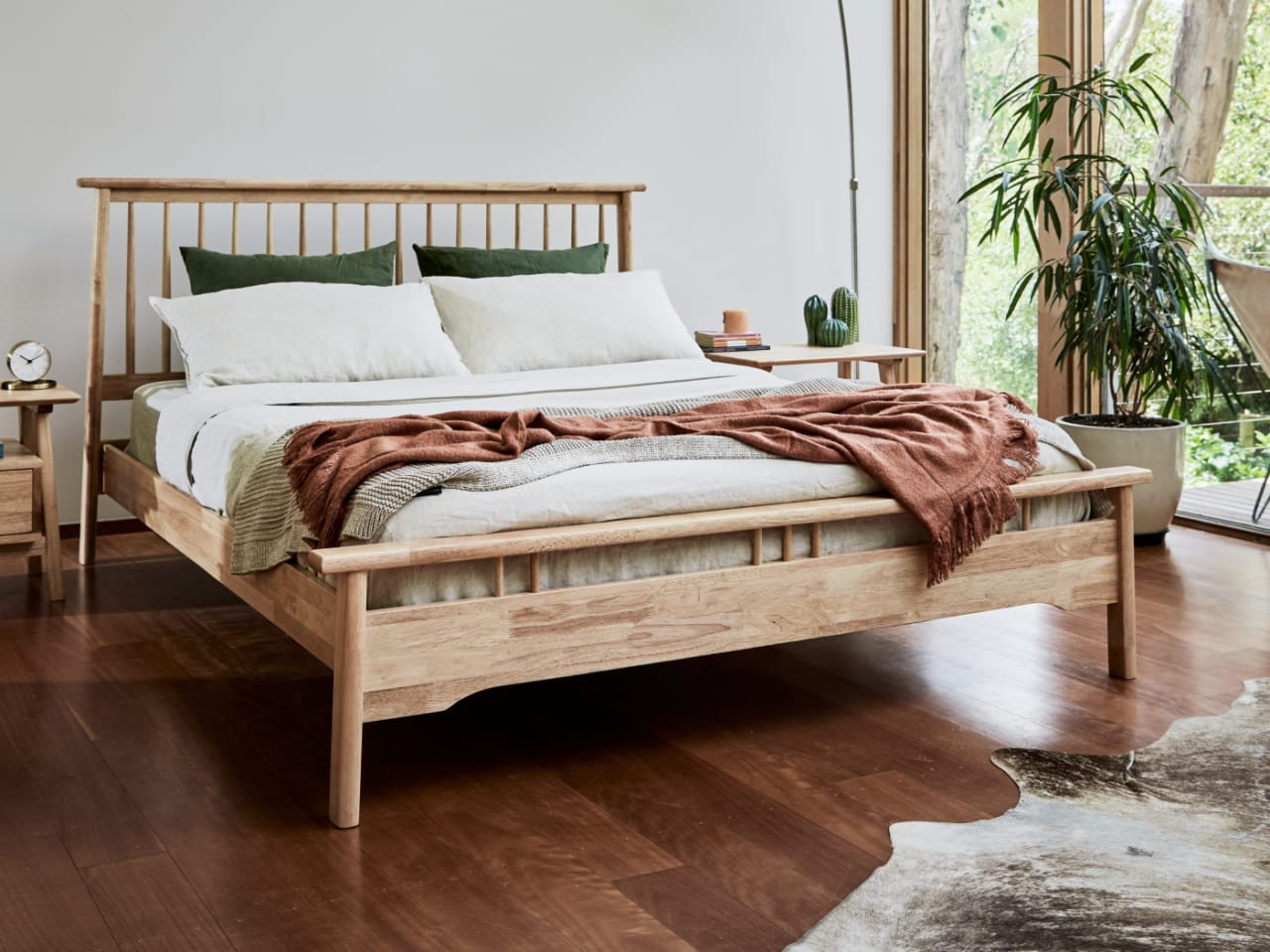 Rome Hardwood Queen Size Bed Frame | Natural