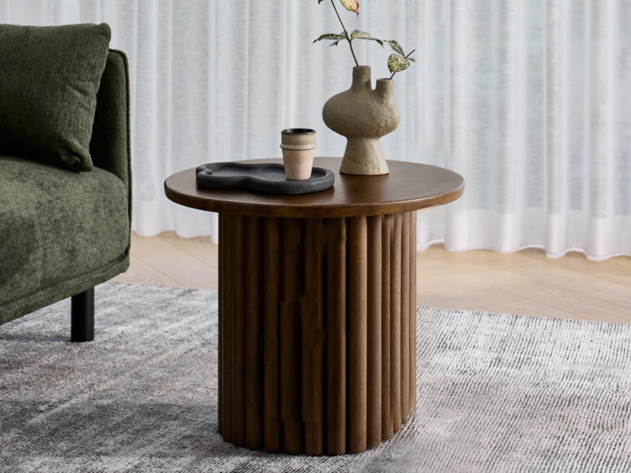 Jasper Round Side Table | Rustic Walnut Hardwood