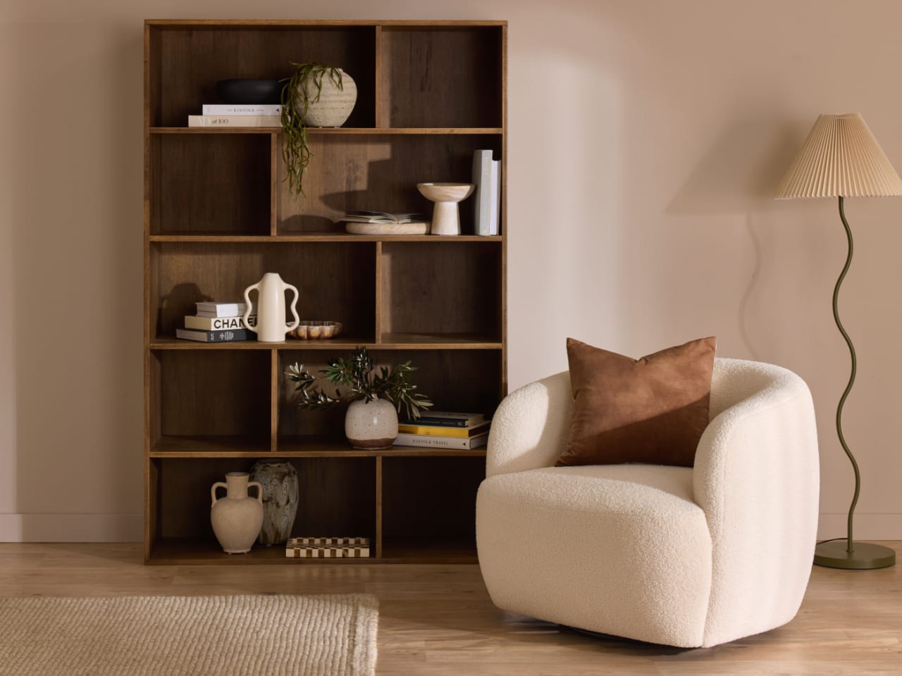 Stax Hardwood Staggered Bookcase | Rustic Walnut | Wide (1200mm)