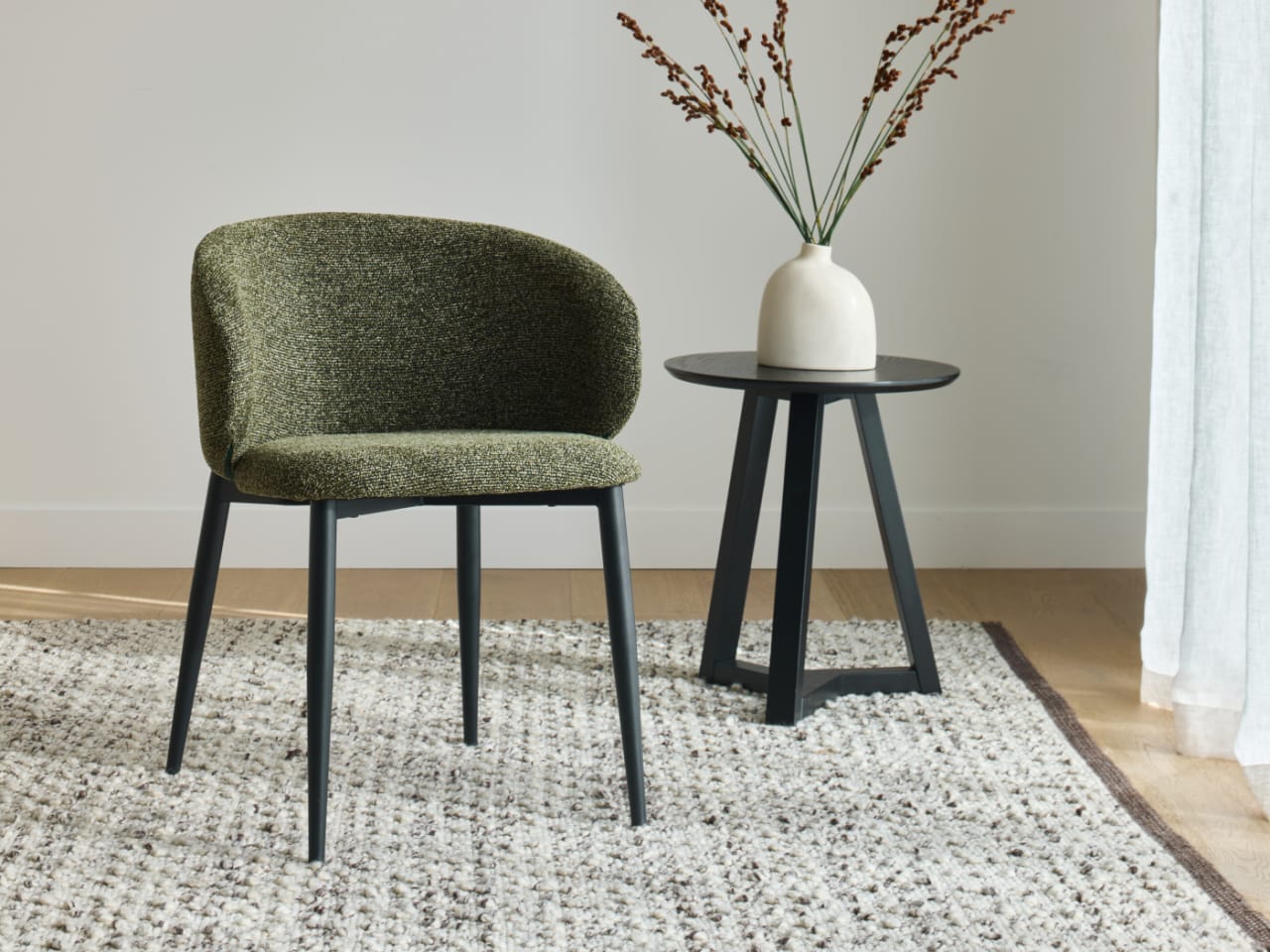 Vogue Dining Chair | Black Frame | Olive Green Fabric