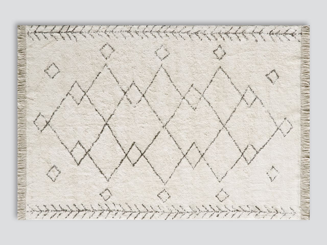 Bjorn Aztec Pattern Cotton Rug | Beige | 2m x 3m