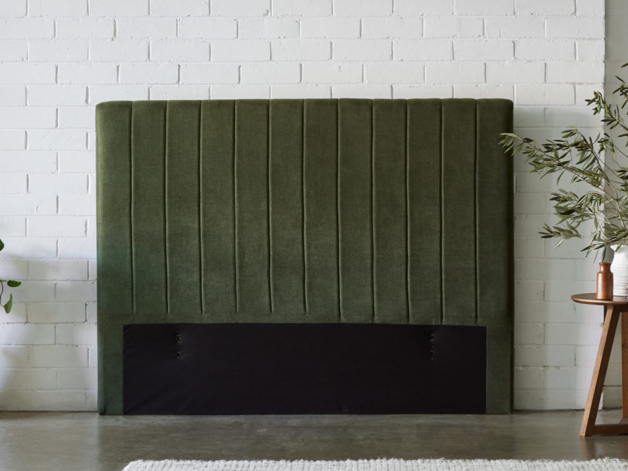 Cannes Double Upholstered Headboard | Green Fabric