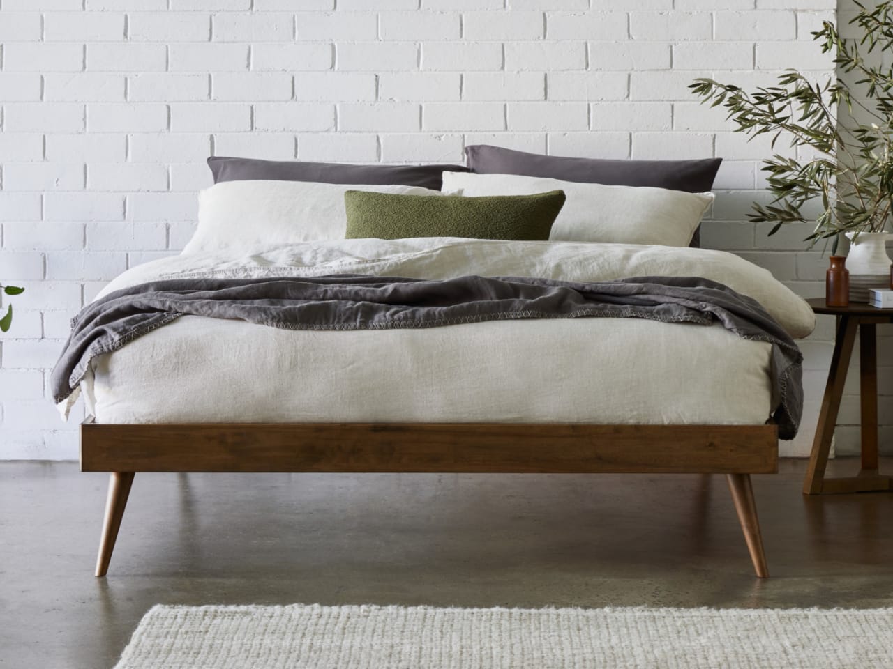 Franki Queen Hardwood Bed Base | Rustic Walnut