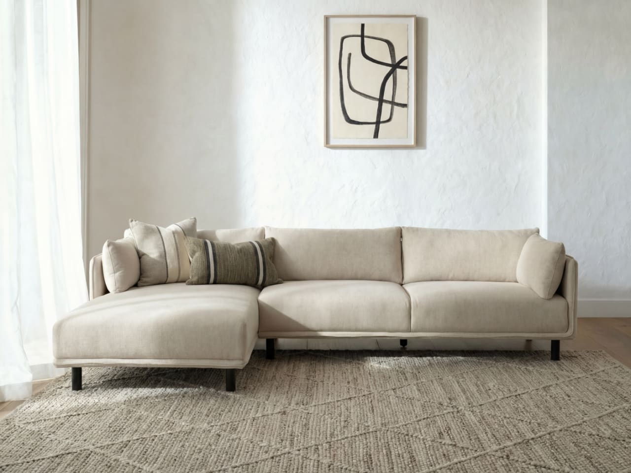 Coco Beige Chaise Sofa | Left Chaise