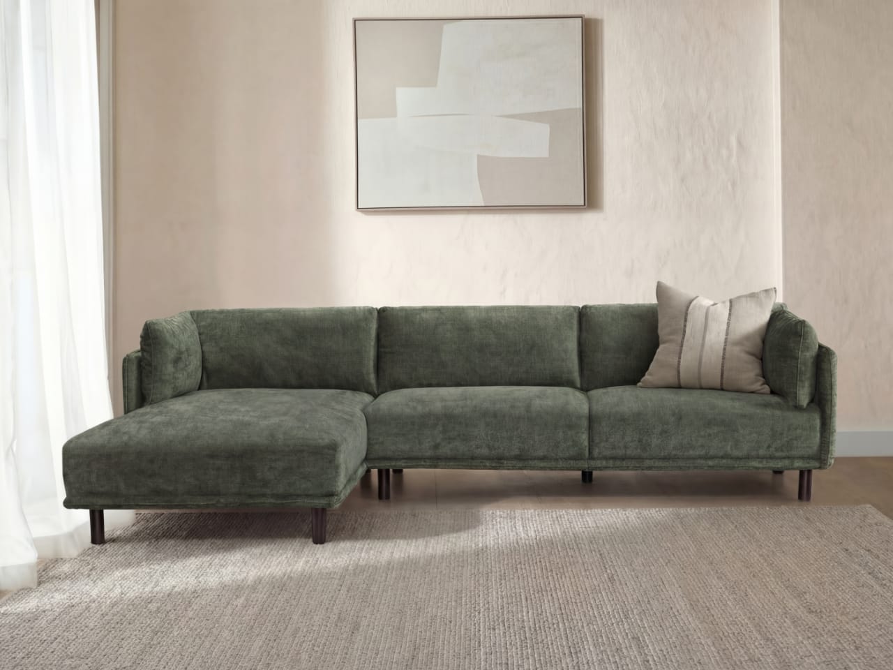 Coco Green Chaise Sofa | Left Chaise