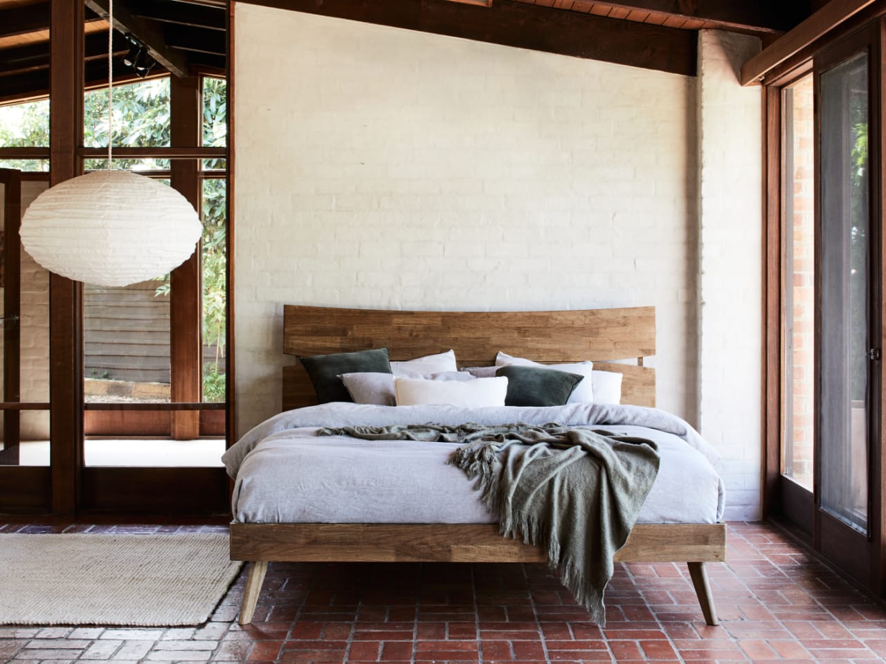 Cruz Hardwood King Size Bed Frame | Rustic Walnut
