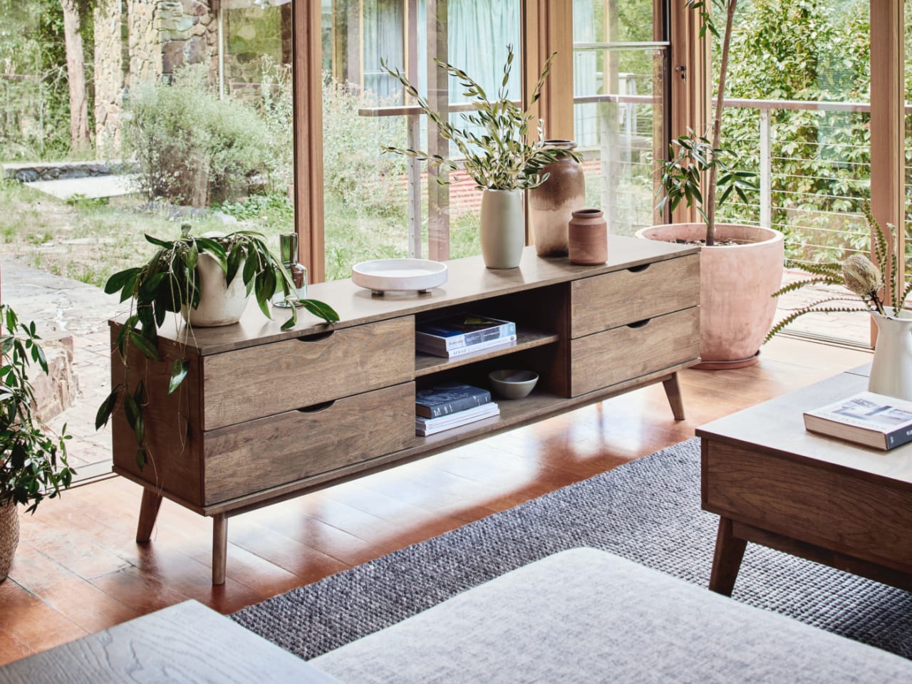 Paris Hardwood TV Unit | Entertainment Unit | Rustic Walnut