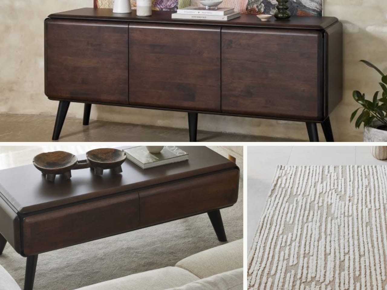 Casa 3PCE Living Room Package | Arabica Walnut
