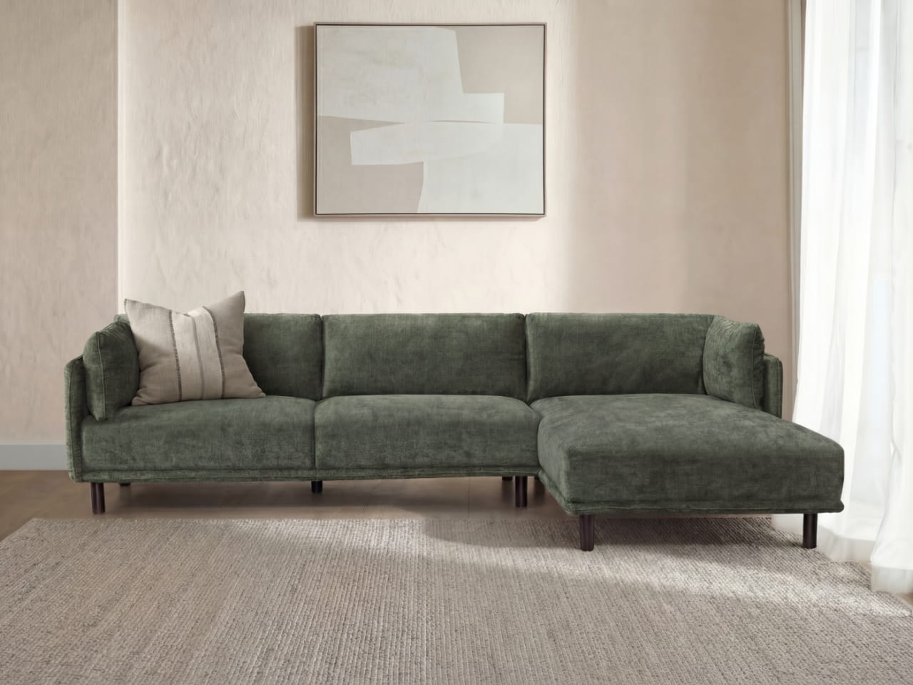 Coco Green Chaise Sofa | Right Chaise