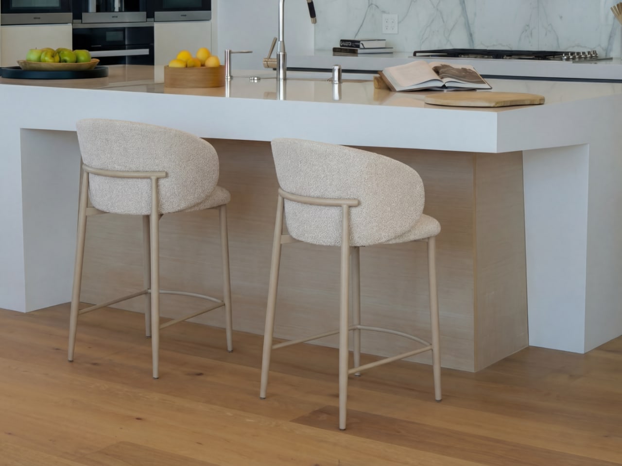 Vogue Counter Stool | Taupe Frame | Latte Beige Fabric