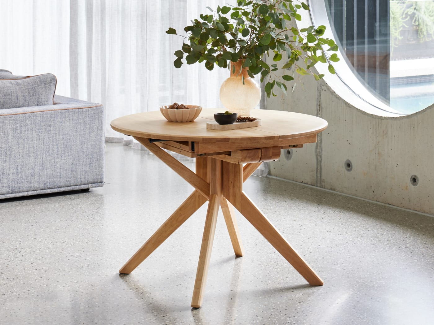Casa Hardwood Extendable Dining Table (120 200cm) Round Natural - Main Image