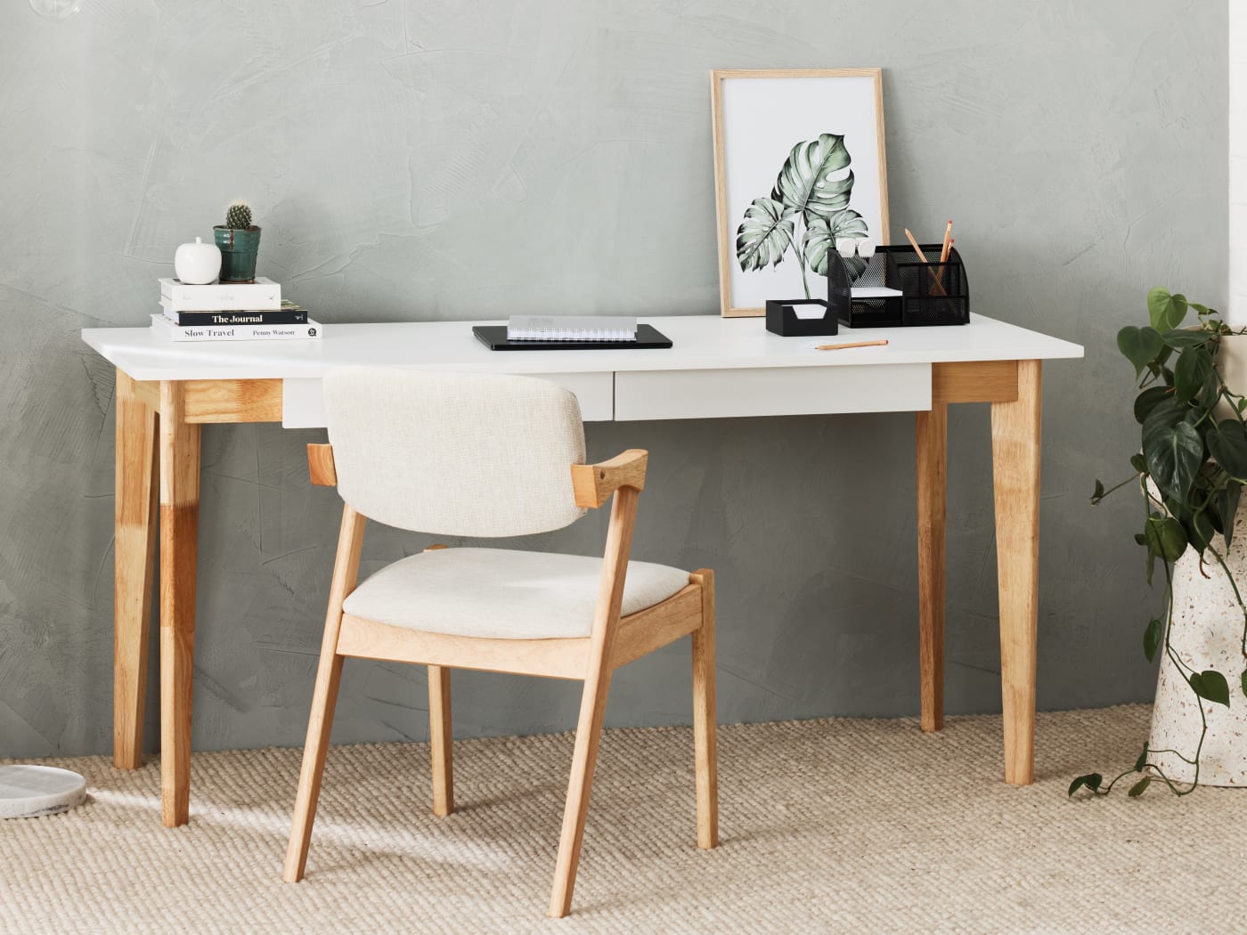 Byron Office Desk - 2 Drawer Natural Hardwood