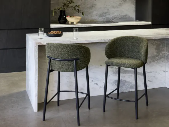 Vogue Counter Stool | Black Frame | Olive Green Fabric