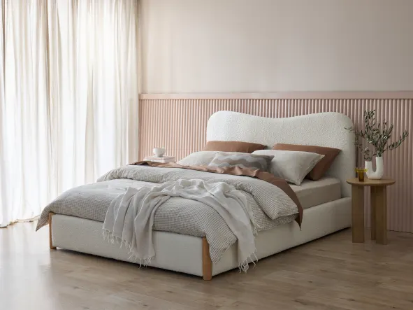 Cove Boucle King Bed | Ivory Boucle Fabric