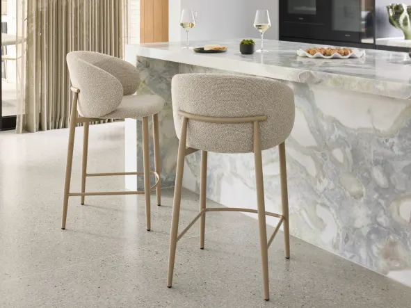 Vogue Counter Stool | Taupe Frame | Latte Beige Fabric