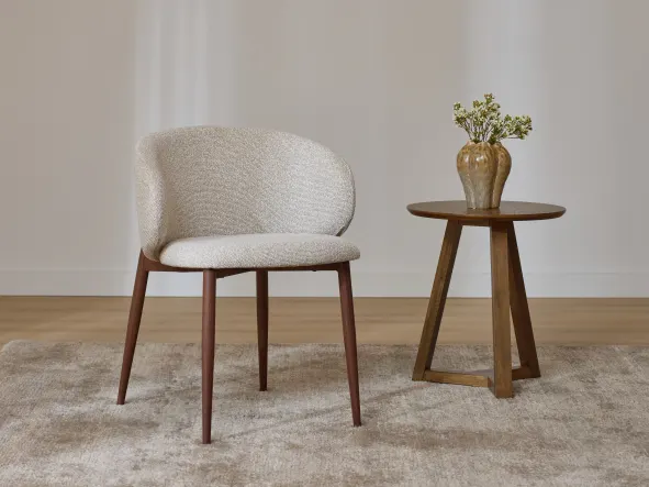 Vogue Dining Chair | Walnut Frame | Latte Fabric