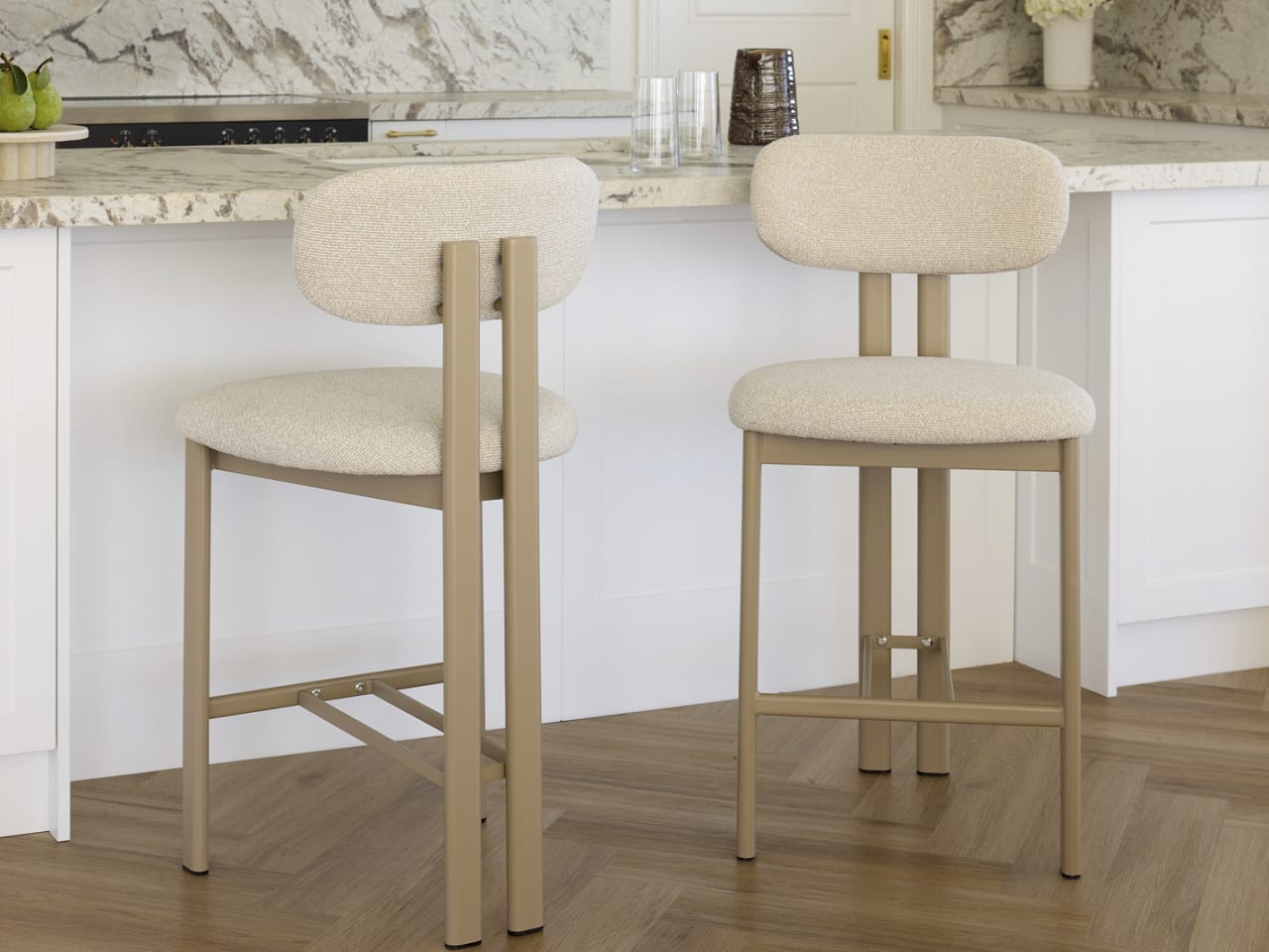 Florida Counter Stool | Taupe Frame | Beige Fabric