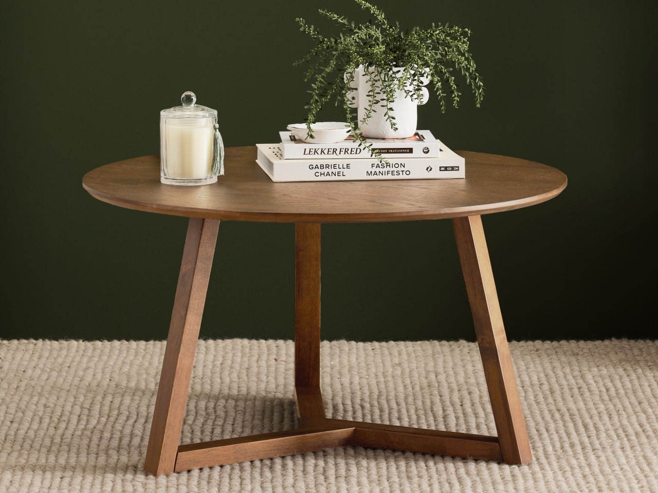 Franki Hardwood Round Coffee Table | Rustic Walnut