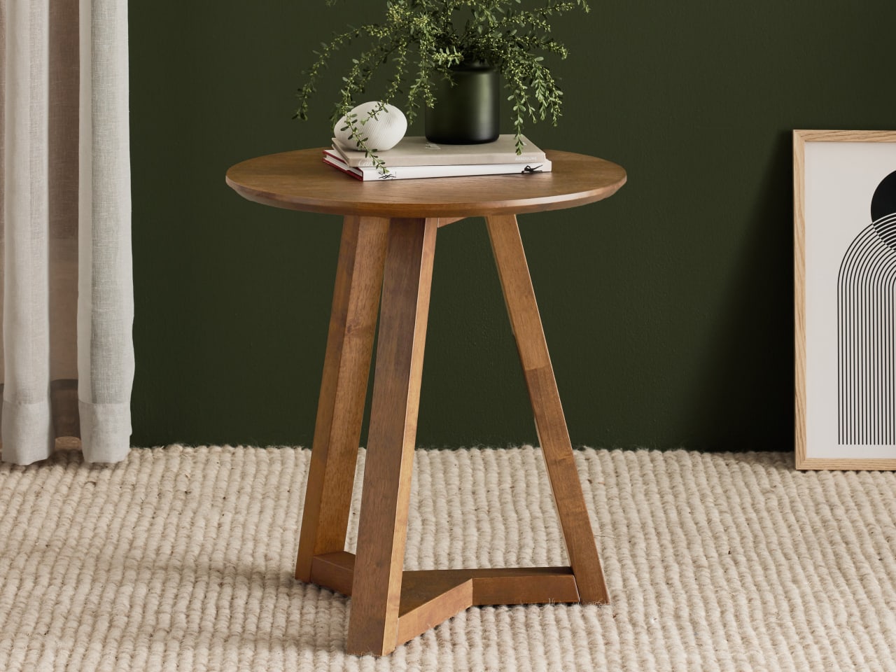 Franki Hardwood Round Side Table | Rustic Walnut
