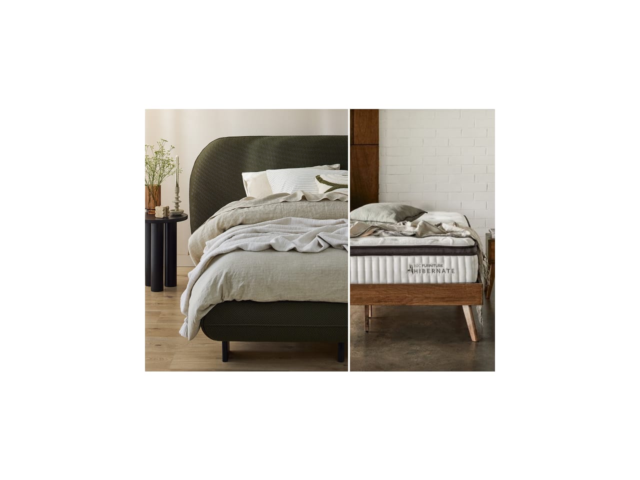 Berlyn Queen Buddy Bedroom Bundle | Bed + Mattress | Olive Green Waffle Fabric