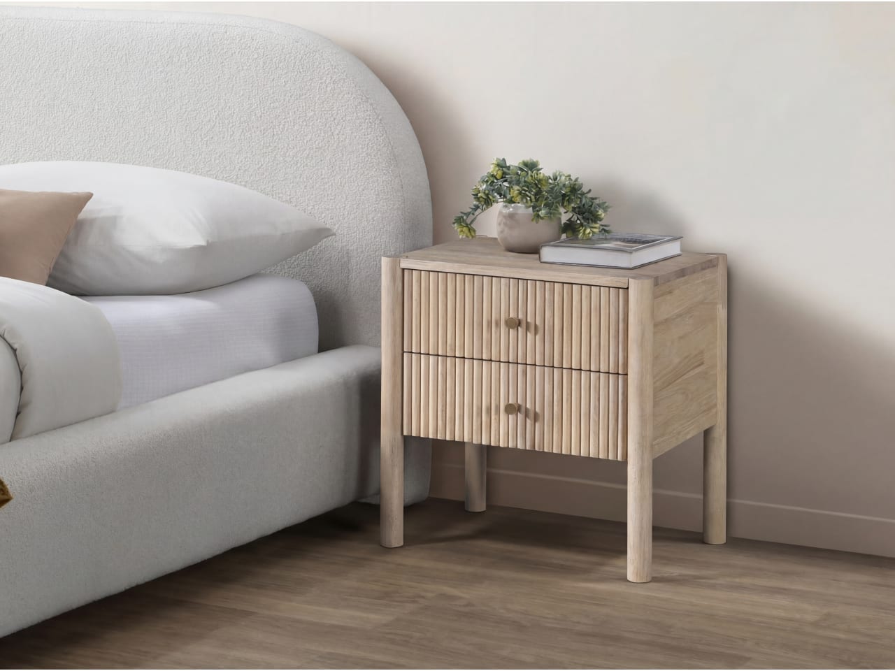 Freia Hardwood Side Table | White Wash