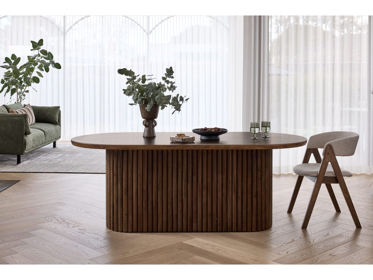 Jasper Oval Dining Table | 6 Seater | Rustic Walnut Hardwood