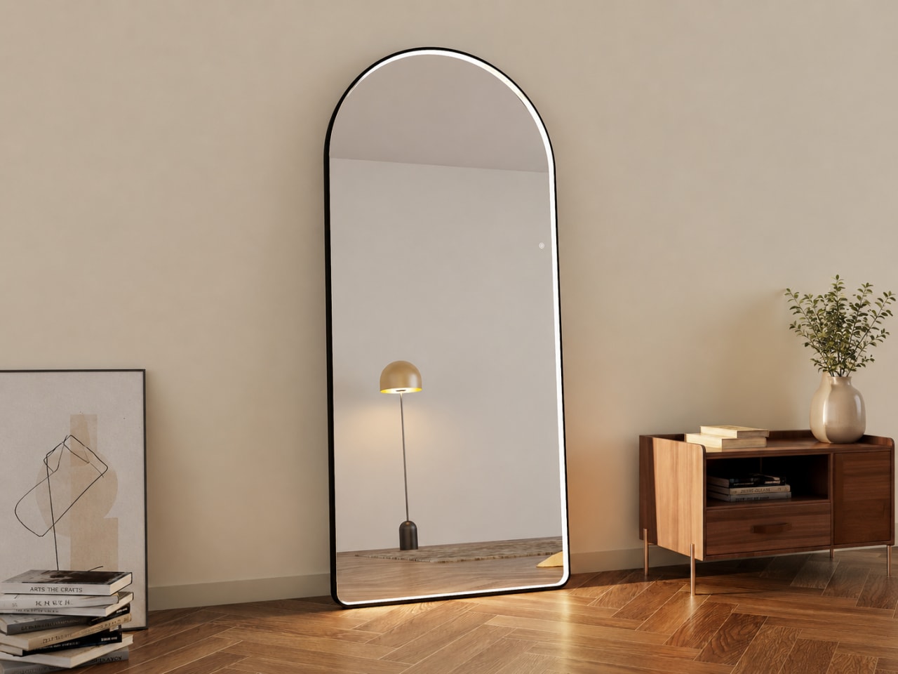 Luna Arch Front Illuminated Mirror | Black | 180cm