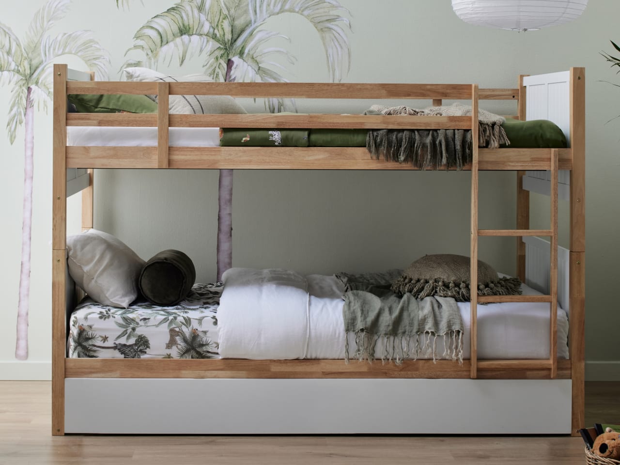 Myer Single Bunk Bed with Trundle | Hardwood Frame