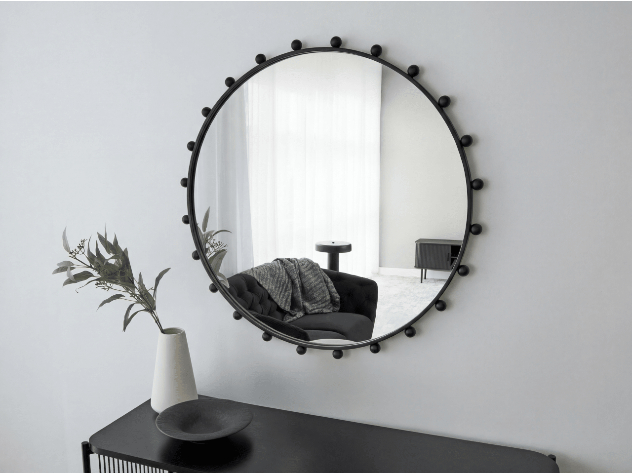 Orbit Sphere Round Mirror | Black | 90cm