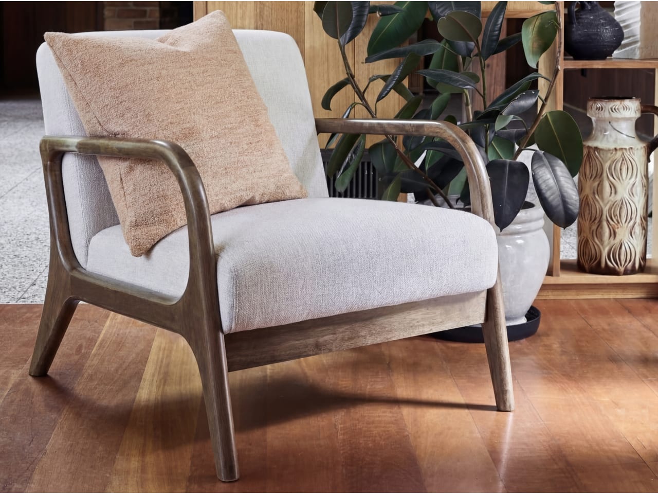 Paris Beige Occasional Chair | Rustic Walnut | Hardwood Frame