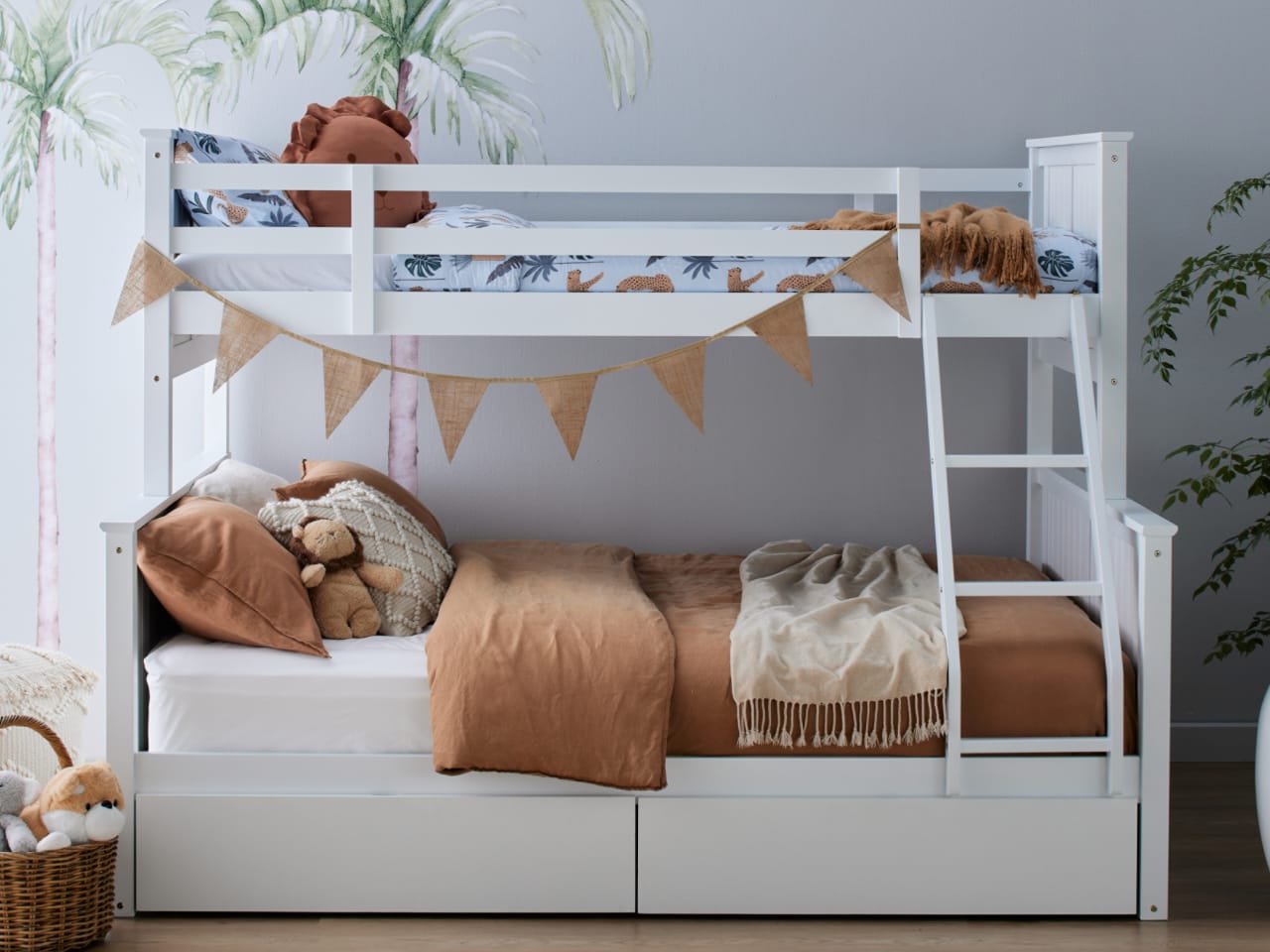 Myer White Triple Bunk Bed with Storage | Hardwood Frame