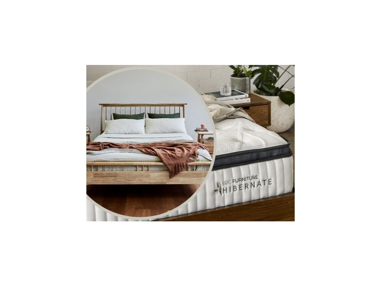 Rome Queen Buddy Bedroom Bundle Bed + Mattress | Natural