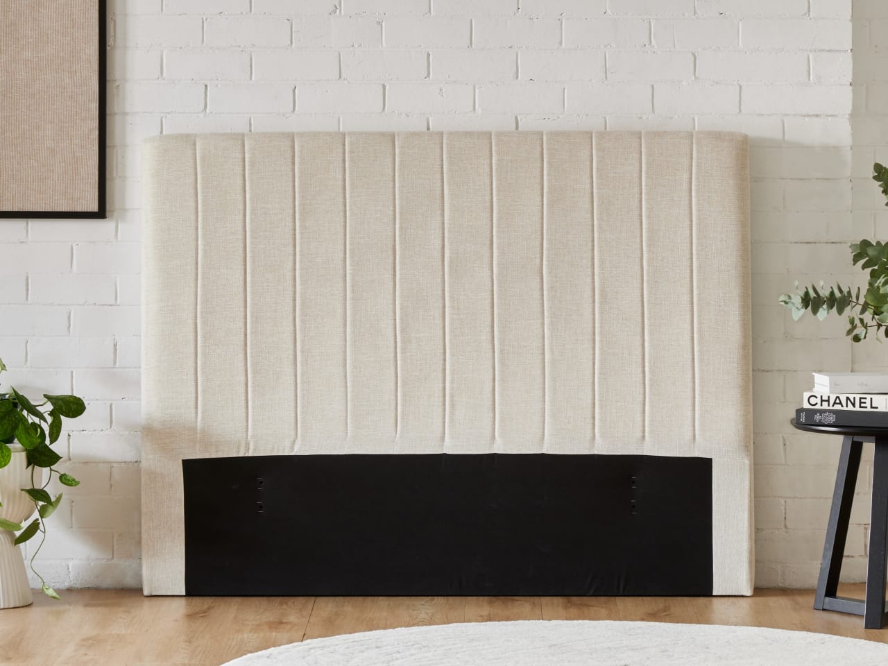 Cannes Queen Upholstered Headboard | Beige Fabric