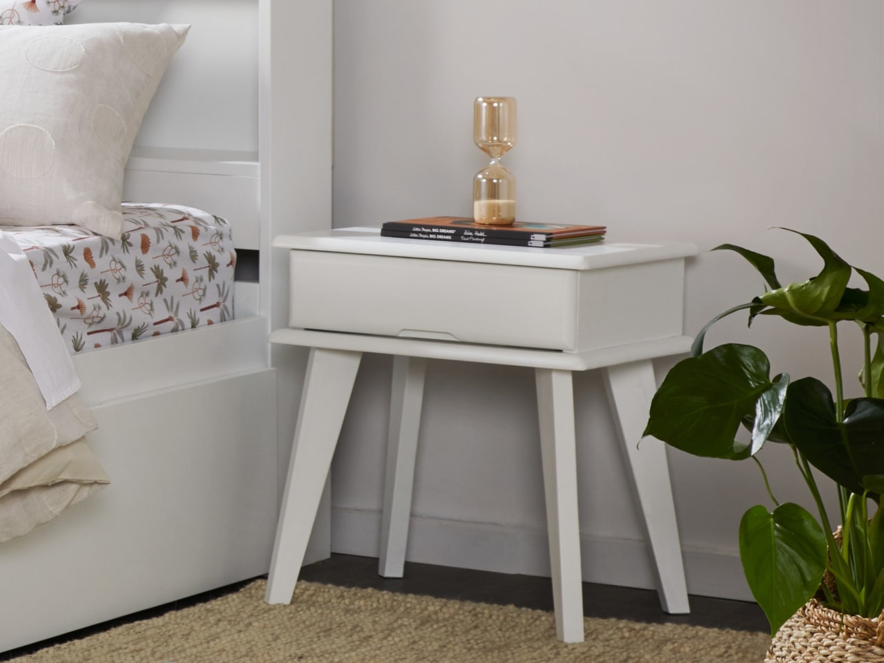 Ari White Hardwood Bedside Table 