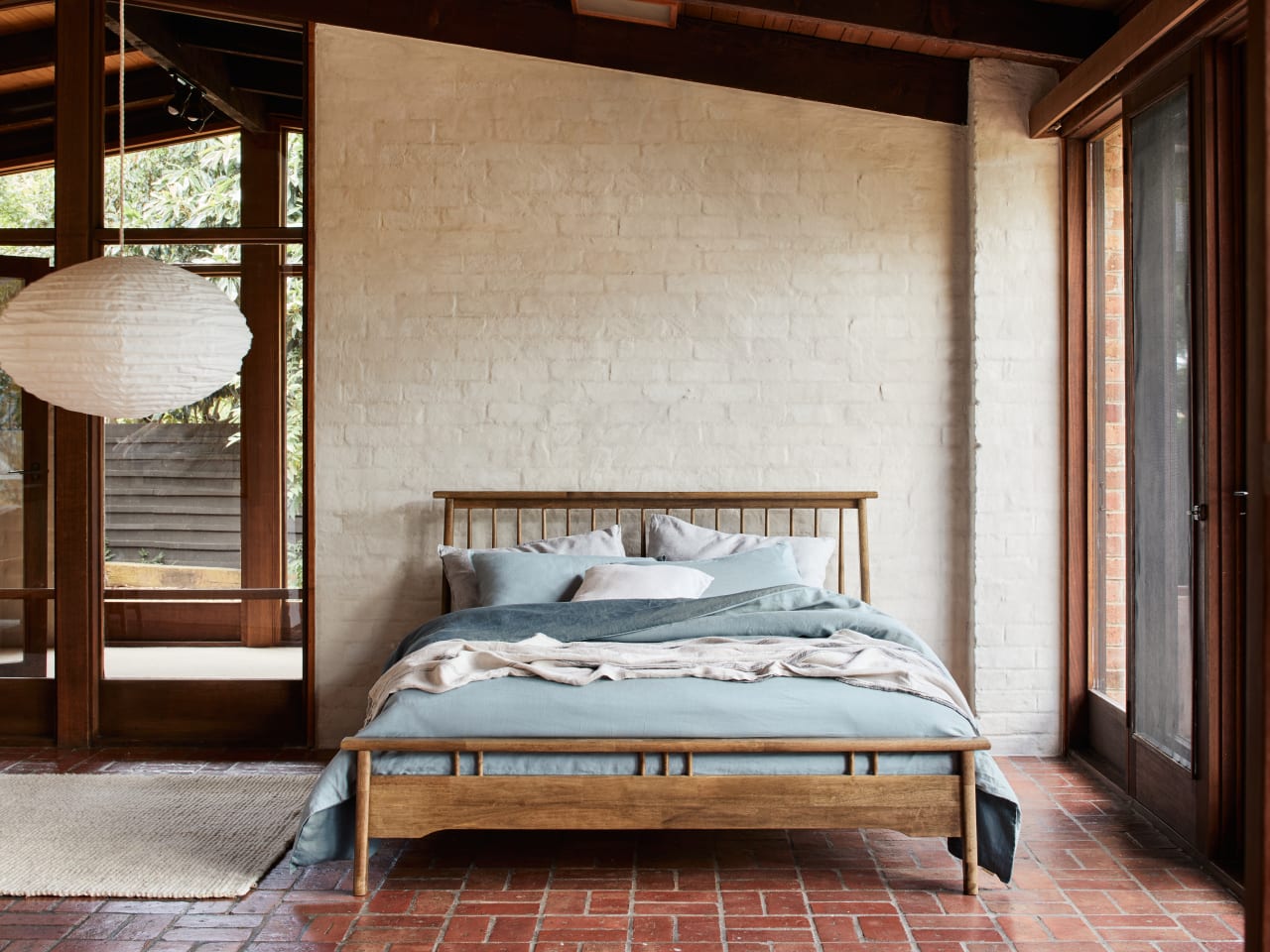 Rome Double Size Hardwood Bed Frame | Rustic Walnut