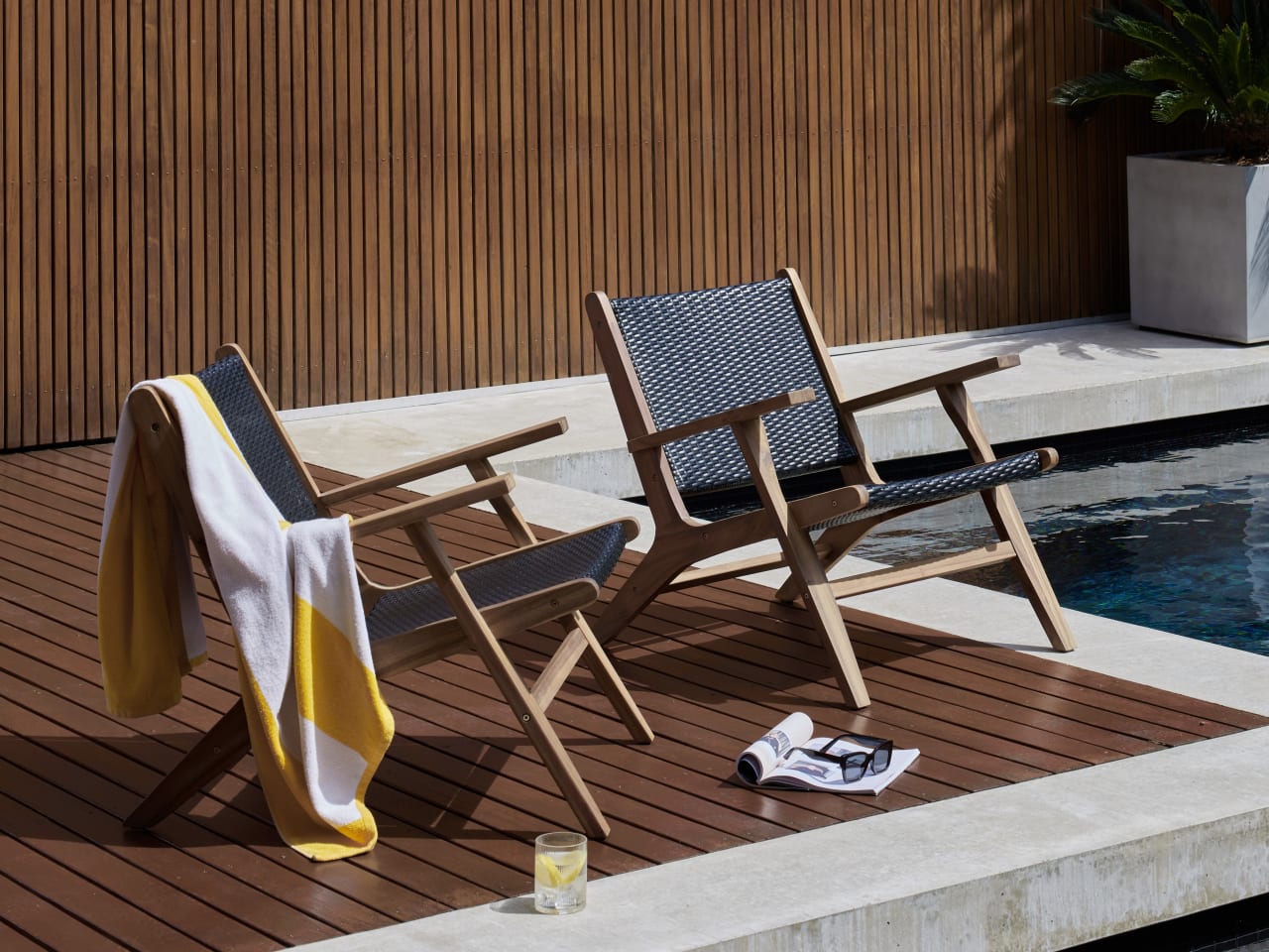 Delhi Dark Acacia Outdoor Occasional Chair | Black Rope