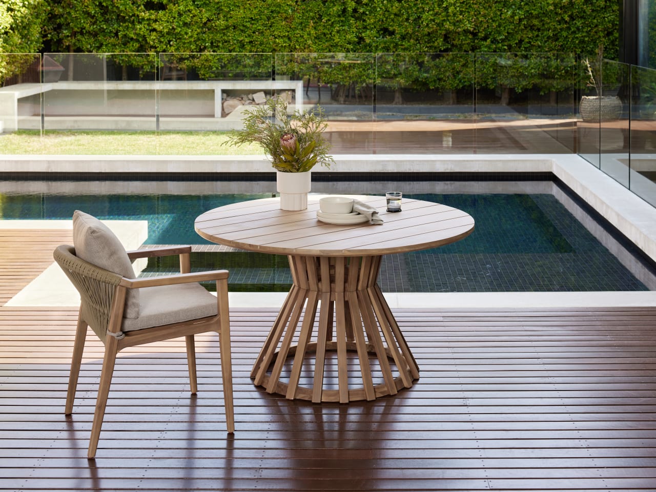 Stavanger Round Acacia Outdoor Dining Table